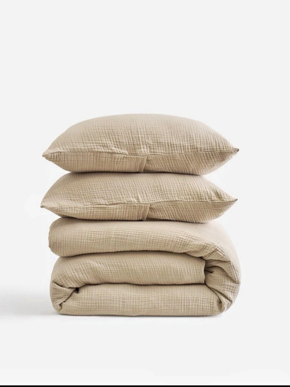 Quince Organic Muslin Duvet Cover Set Beige Queen